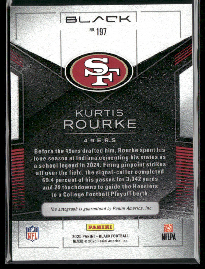 2025 Panini Black Kurtis Rourke #197 Citrine RC Rookie Auto 16/25
