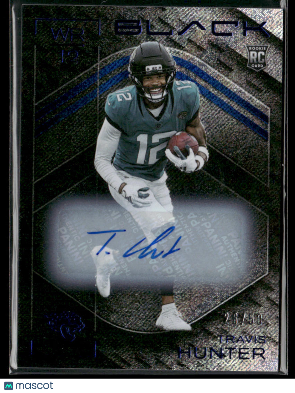 2025 Panini Black Football Travis Hunter #101 Sapphire RC Rookie Auto 26/50