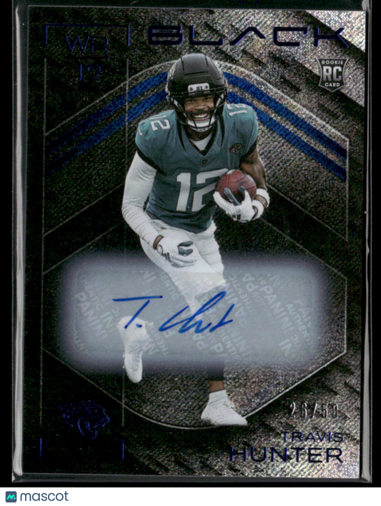 2025 Panini Black Football Travis Hunter #101 Sapphire RC Rookie Auto 26/50