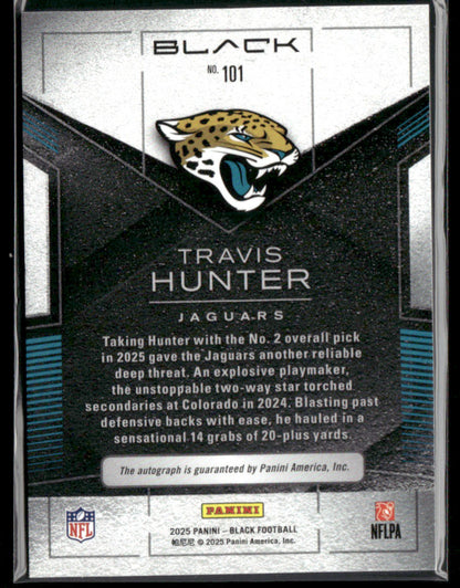2025 Panini Black Football Travis Hunter #101 Sapphire RC Rookie Auto 26/50