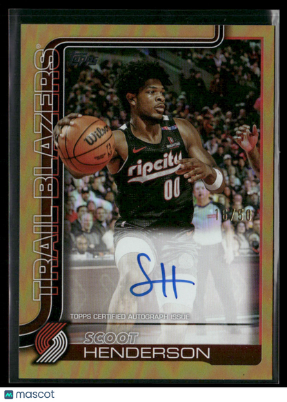 2025-26 Topps Flagship Scoot Henderson #TFRA-SH Real One Auto Gold Rainbow 16/50