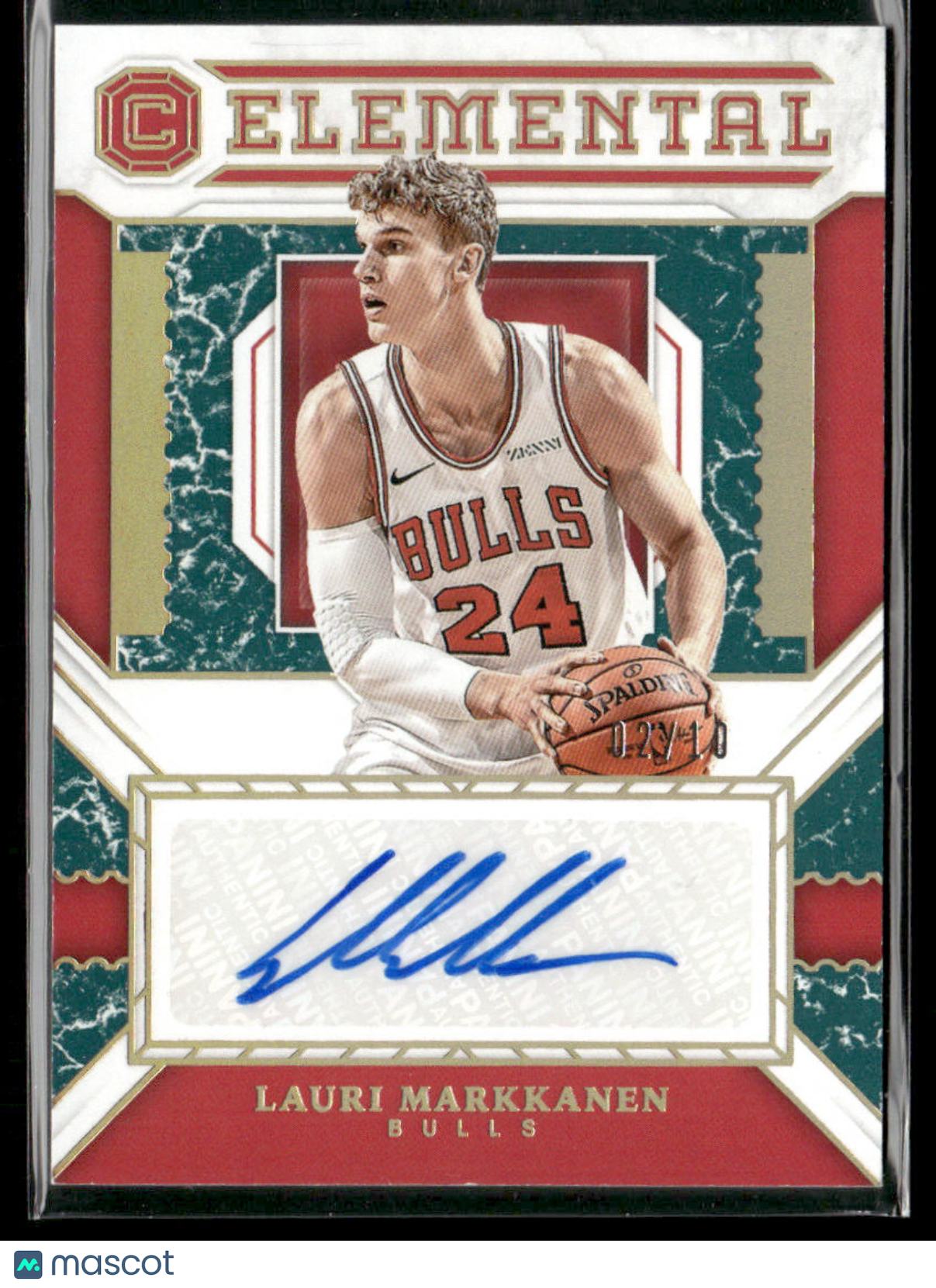 2018-19 Panini Cornerstones Lauri Markkanen #ES-LMK Elemental Auto Marble 02/10