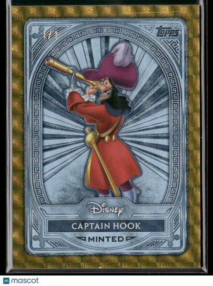 2025 Topps Disney Mint Captain Hook Platinum Tier Foilfractor 1/1 #112 (BW)