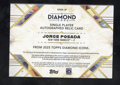 2025 Topps Diamond Icons Jorge Posada #SPAR-JP Auto Relic 08/25 (BW)