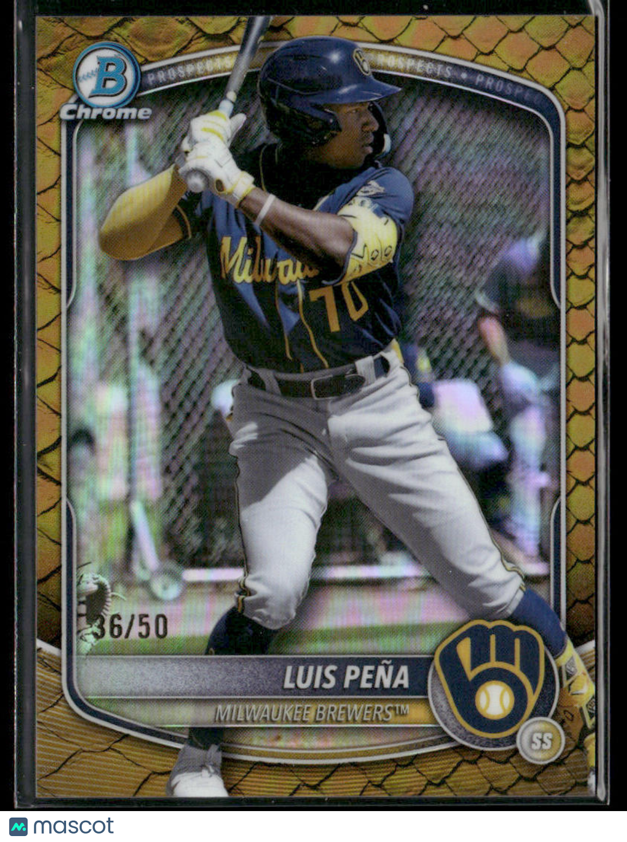 2025 Bowman Chrome Luis Peña #BCP-239 Gold Reptilian 36/50