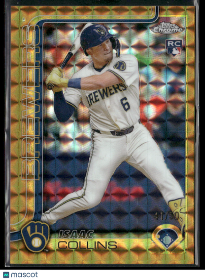 2025 Topps Chrome Isaac Collins #92 Gold Geometric RC Rookie 41/50