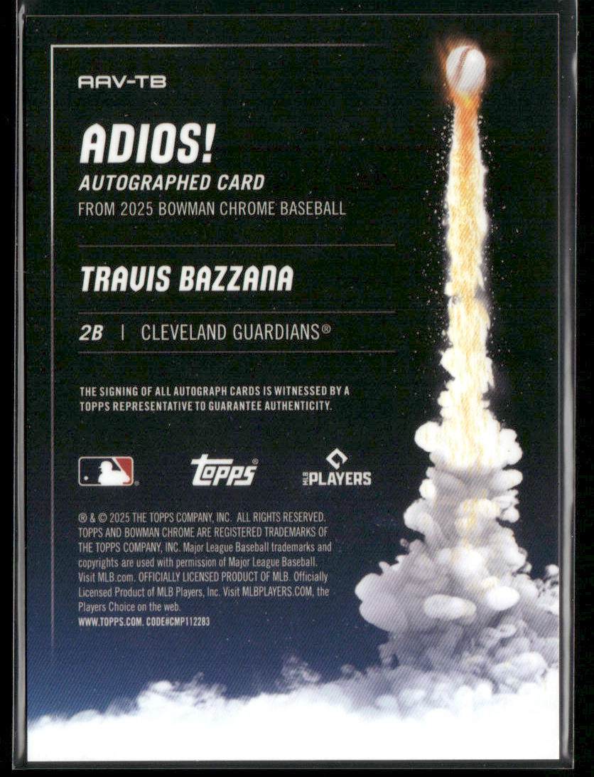 2025 Bowman Chrome Travis Bazzana #AAV-TB Adios Auto Orange Refractor 08/25