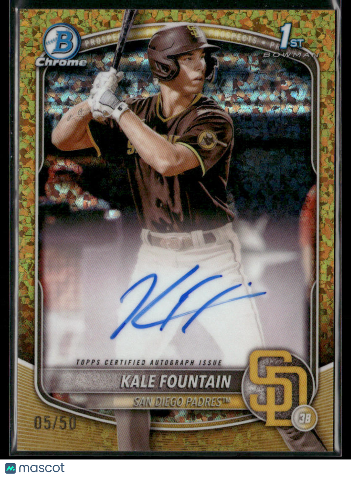 2025 Bowman Chrome Kale Fountain #CPA-KFO Gold Mini Diamond /50 1st Bowman Auto