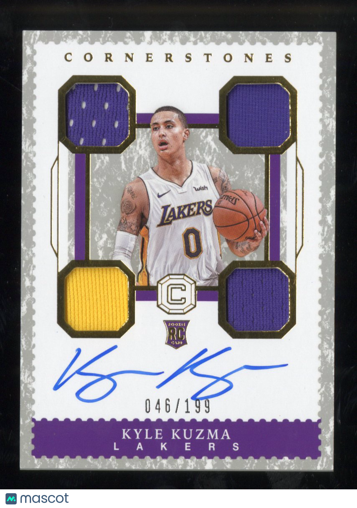 2017-18 Panini Cornerstones Kyle Kuzma #169 RC Rookie Patch Auto 046/199 *READ*
