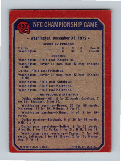 1973 Topps 1972 NFC Championship Game CCG #137