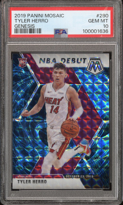 2019 Panini Mosaic Tyler Herro #280 Genesis Rookie PSA 10