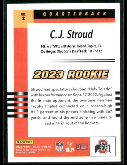 2023 Panini Score C.J. Stroud #2 Rookie