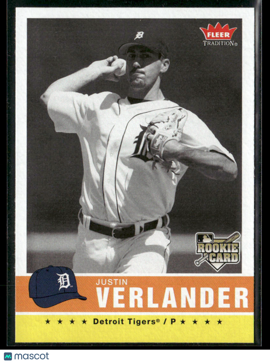 2006 Fleer Tradition Justin Verlander #173 Black & White RC Rookie