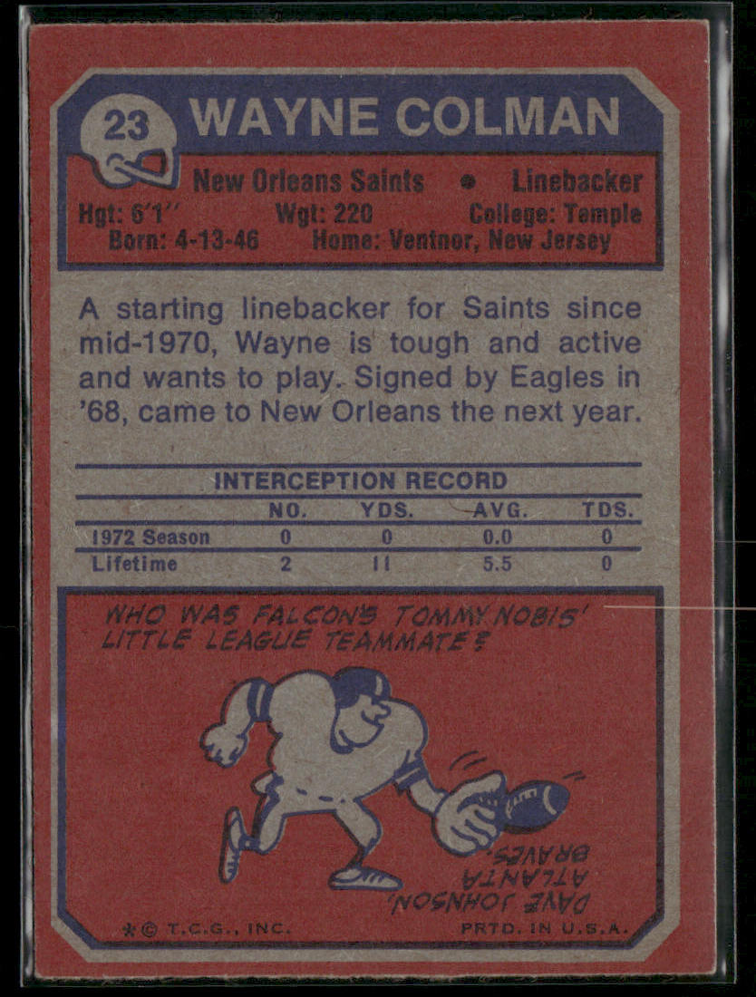 1973 Topps Wayne Colman #23