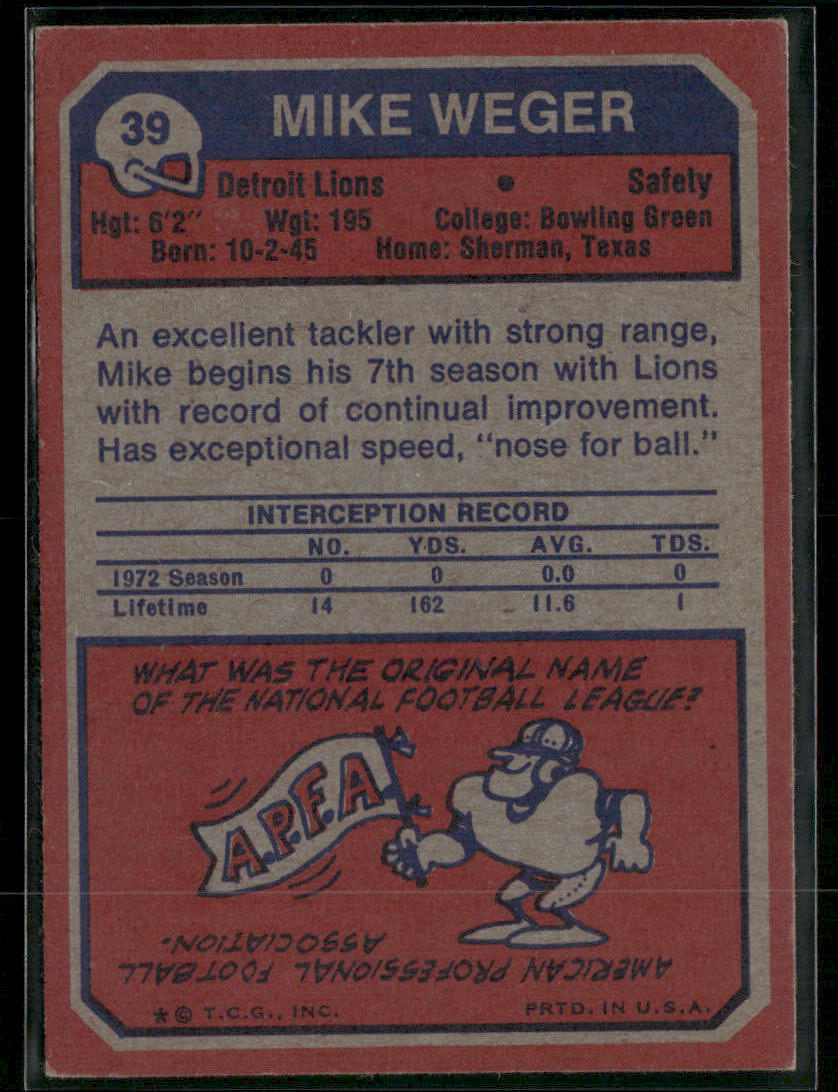 1973 Topps Mike Weger #39