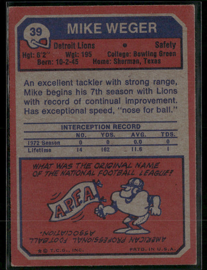 1973 Topps Mike Weger #39