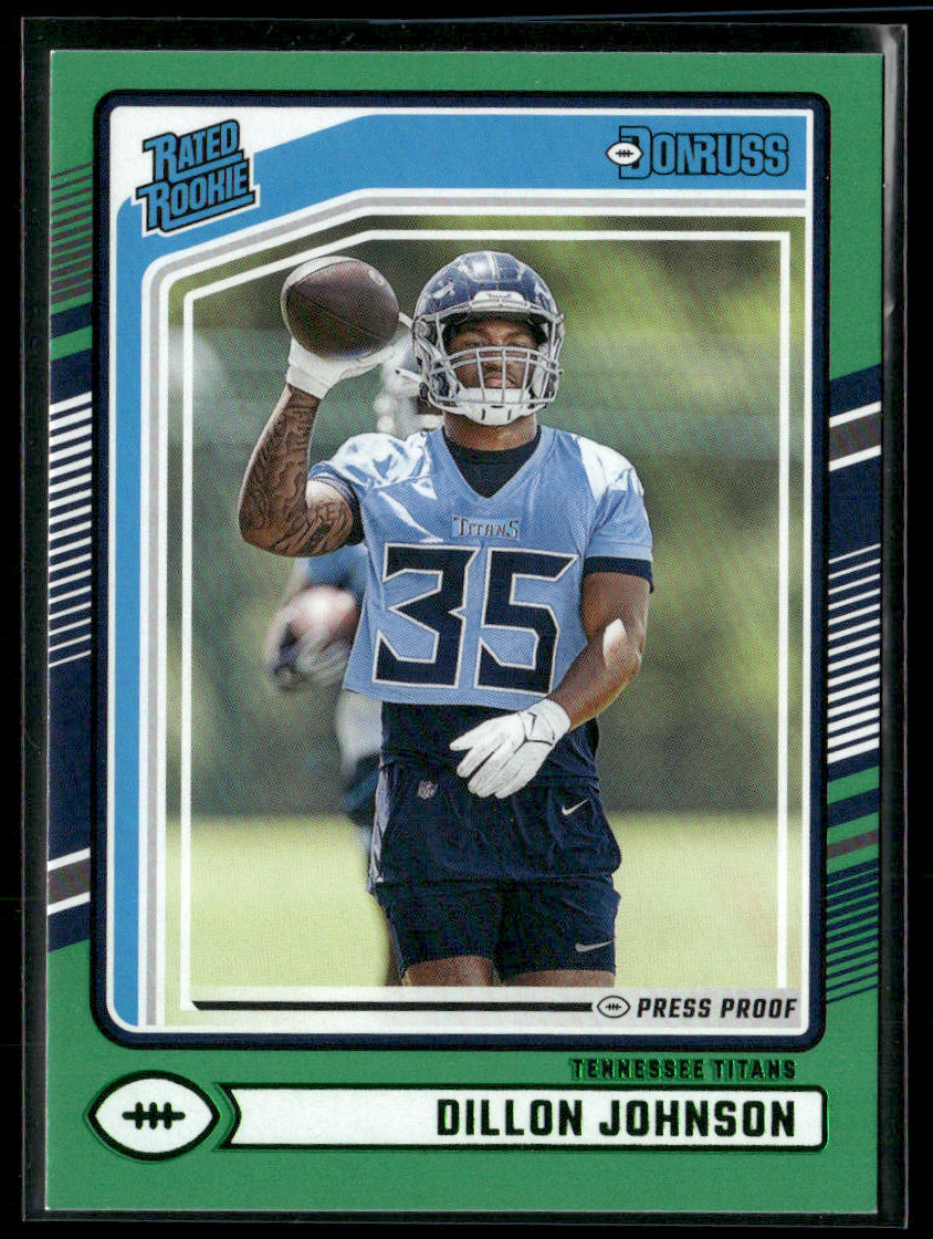 2024 Panini Donruss Dillon Johnson #399 Green Press Proof Rated Rookie