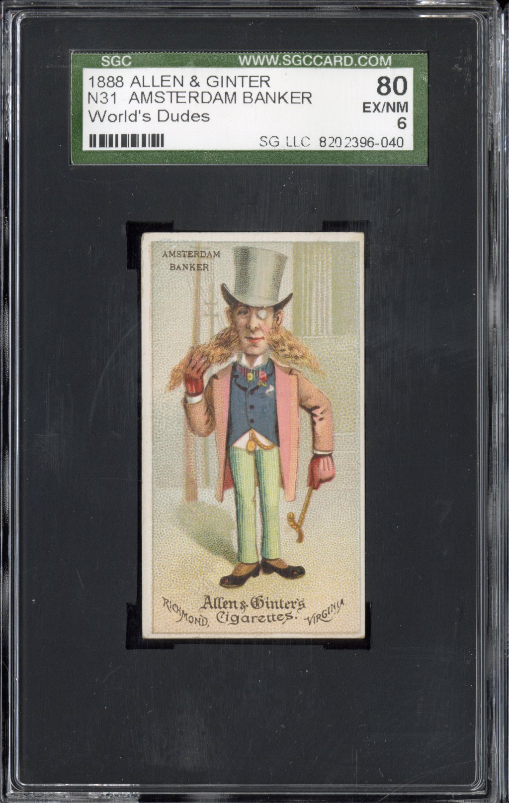 1888 Allen & Ginter World's Dudes (N31) Amsterdam Banker SGC 6