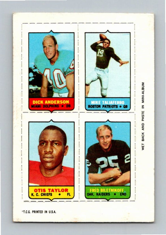 1969 Topps Taliaferro Anderson Biletnikoff Taylor Four-in-One