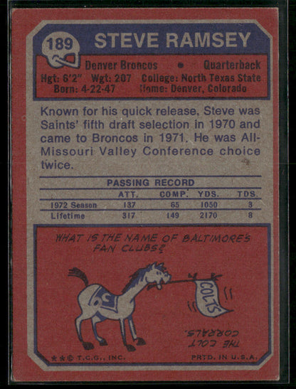 1973 Topps Steve Ramsey #189