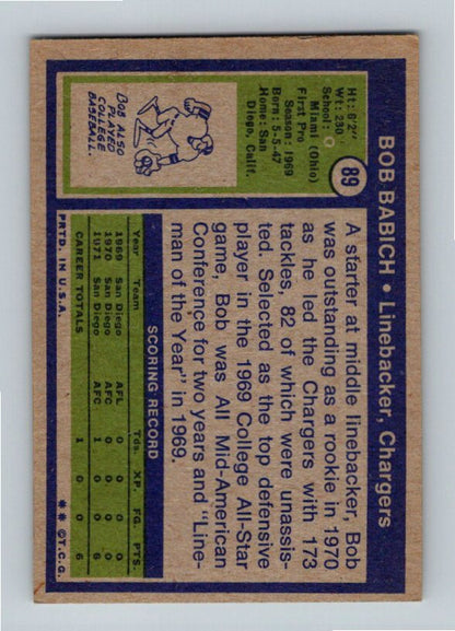 1972 Topps Bob Babich #89