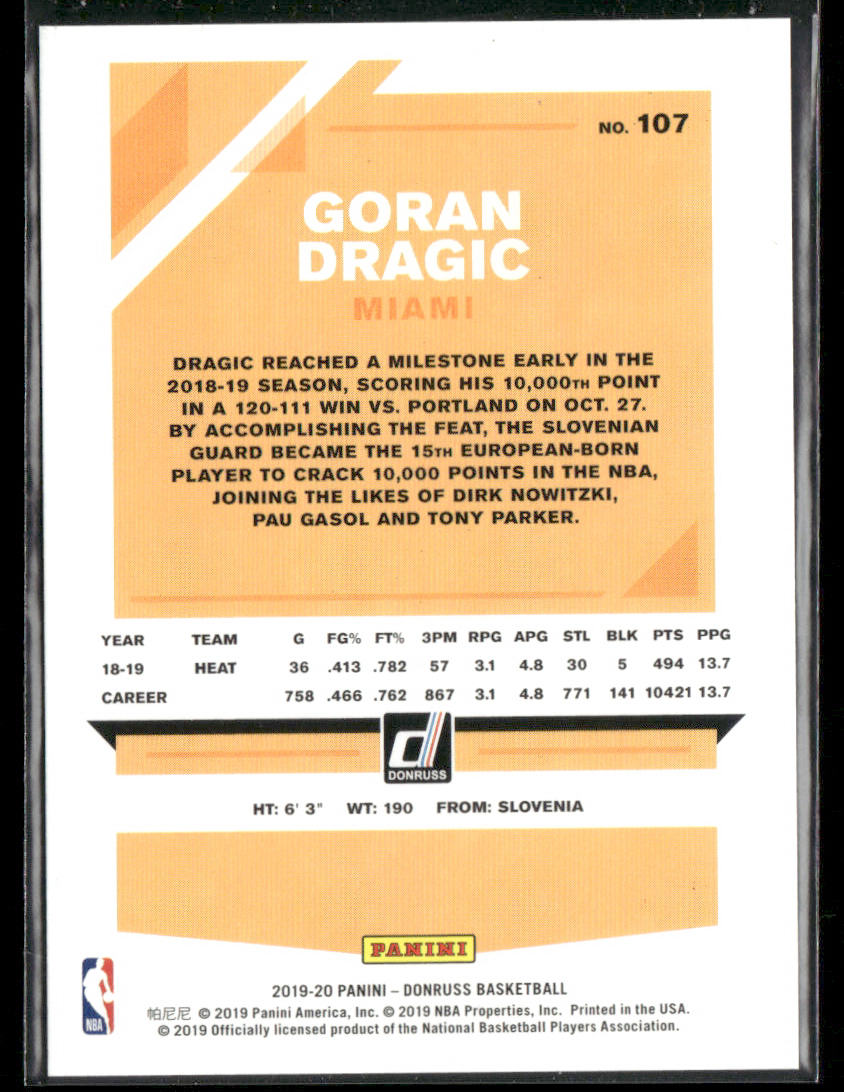 2019-20 Donruss Goran Dragic #107 Pink Laser