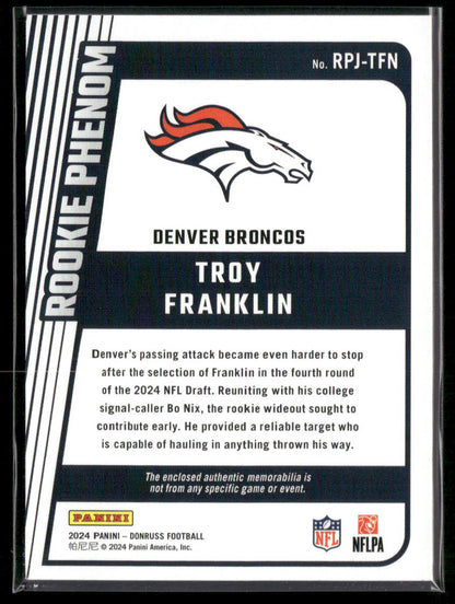 2024 Donruss Troy Franklin #RPJ-TFN Relic Rookie Phenom