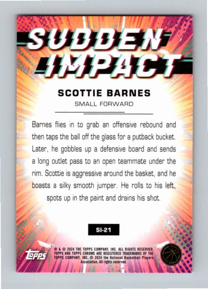 2023-24 Topps Chrome Scottie Barnes #SI-21 Sudden Impact