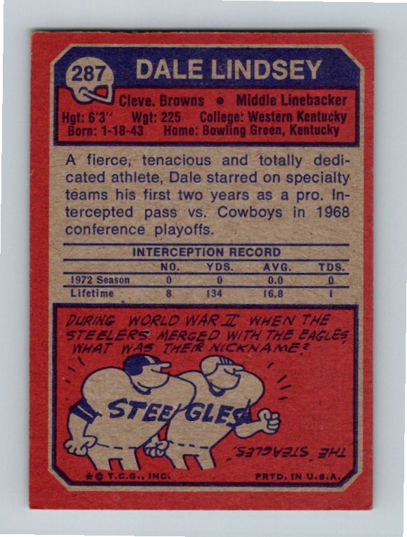 1973 Topps Dale Lindsey #287