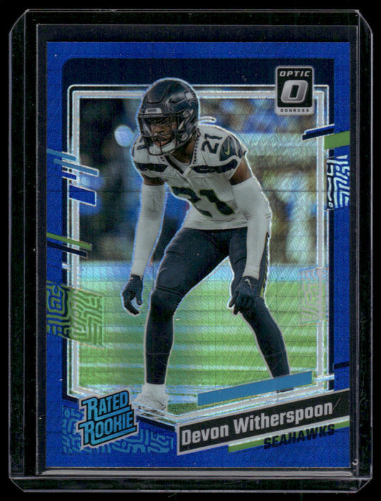 2023 Panini Donruss Optic Football Devon Witherspoon #292 Blue Rated Rookie