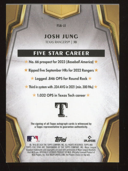 2024 Topps Five Star Josh Jung #FSA-JJ Autographed