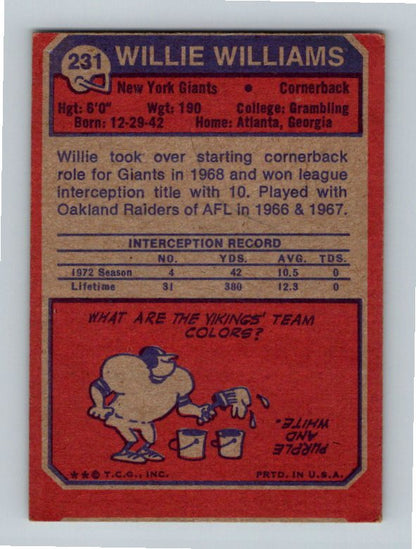 1973 Topps Willie Williams #231