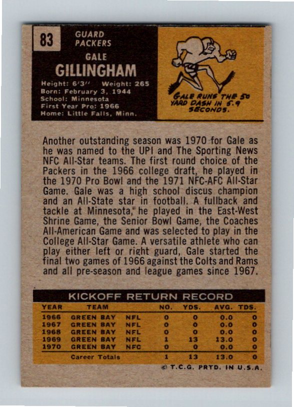 1971 Topps Gale Gillingham #83