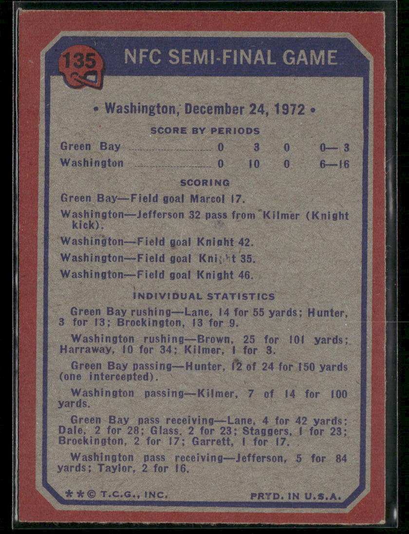 1973 Topps NFC Semi-Final Game PO #135