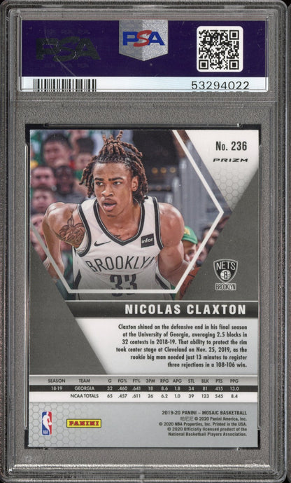 2019 Panini Mosaic Nicolas Claxton #236 Genesis Rookie PSA 9