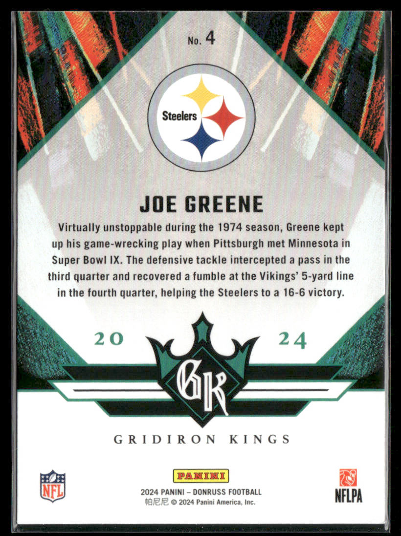 2024 Donruss Joe Greene #No. 4 Gridiron Kings All-Time