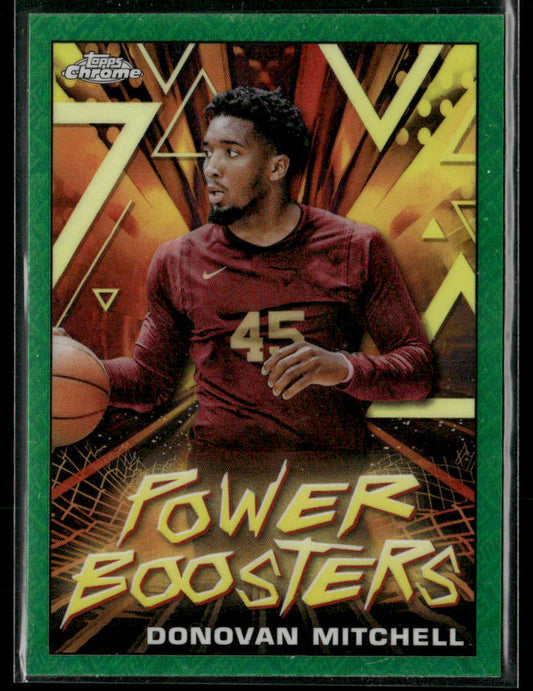 2023-24 Topps Chrome Donovan Mitchell #PB-4 Green Refractor Power Boosters