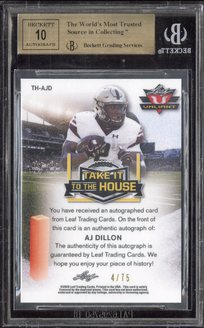 2020 Leaf Valiant Take it to the House Green A.J. Dillon #THAJD BGS 9.5