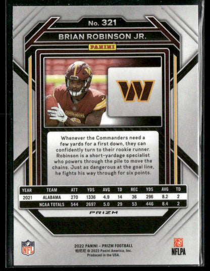 2023 Panini Prizm Brian Robinson Jr. #321 Green Rookie Card