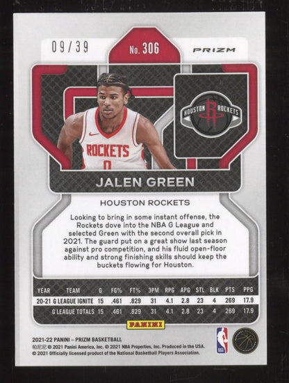 2021-22 Panini Prizm Jalen Green #306 Blue Rookie /39