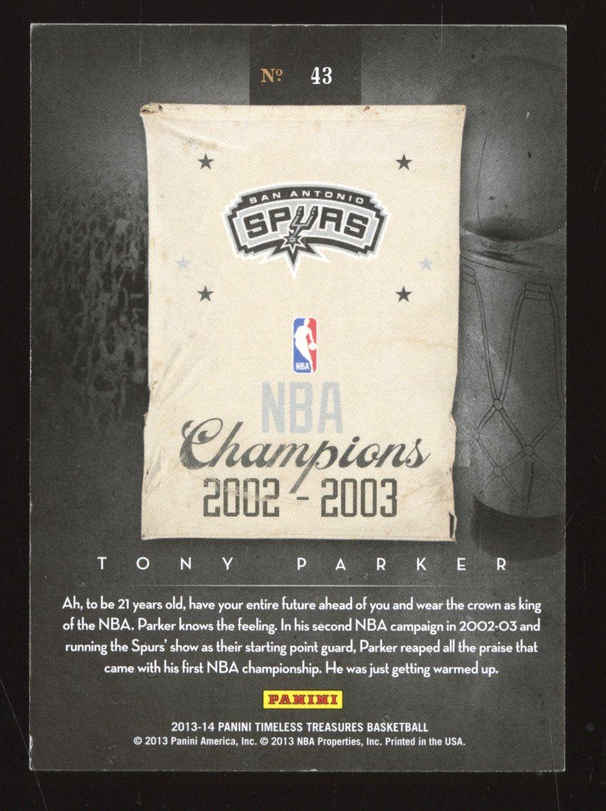 2013-14 Panini Timeless Treasures Tony Parker #43 NBA Champions