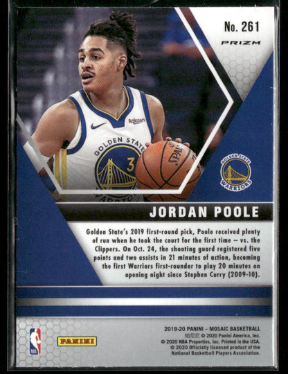 2019-20 Panini Mosaic Jordan Poole #261 NBA Debut Prizm Reactive Blue Rookie