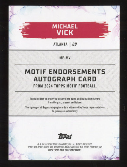 2024 Topps Motif Michael Vick #02-10 Endorsements 2/10 Autographed