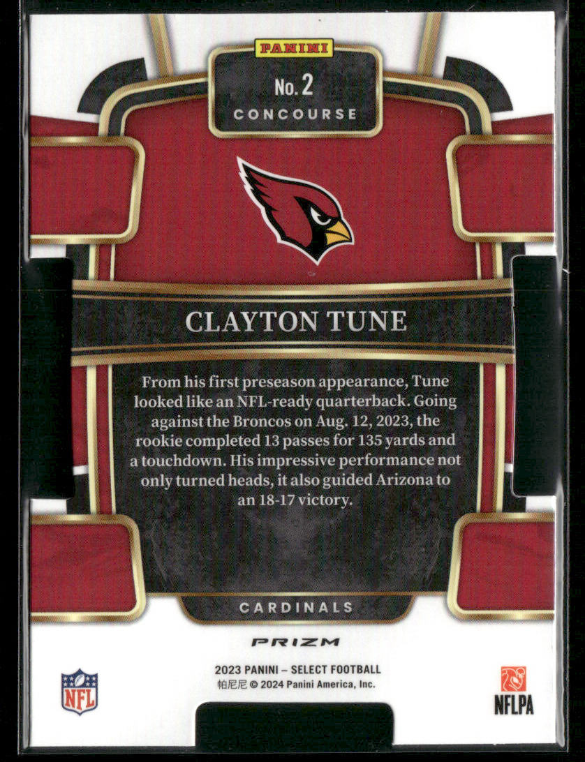 2024 Panini Select Clayton Tune #2 Silver Prizm Die-Cut RC