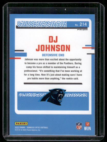 2023 Panini Donruss Optic DJ Johnson #214 Blue Hyper Prizm Rated Rookie