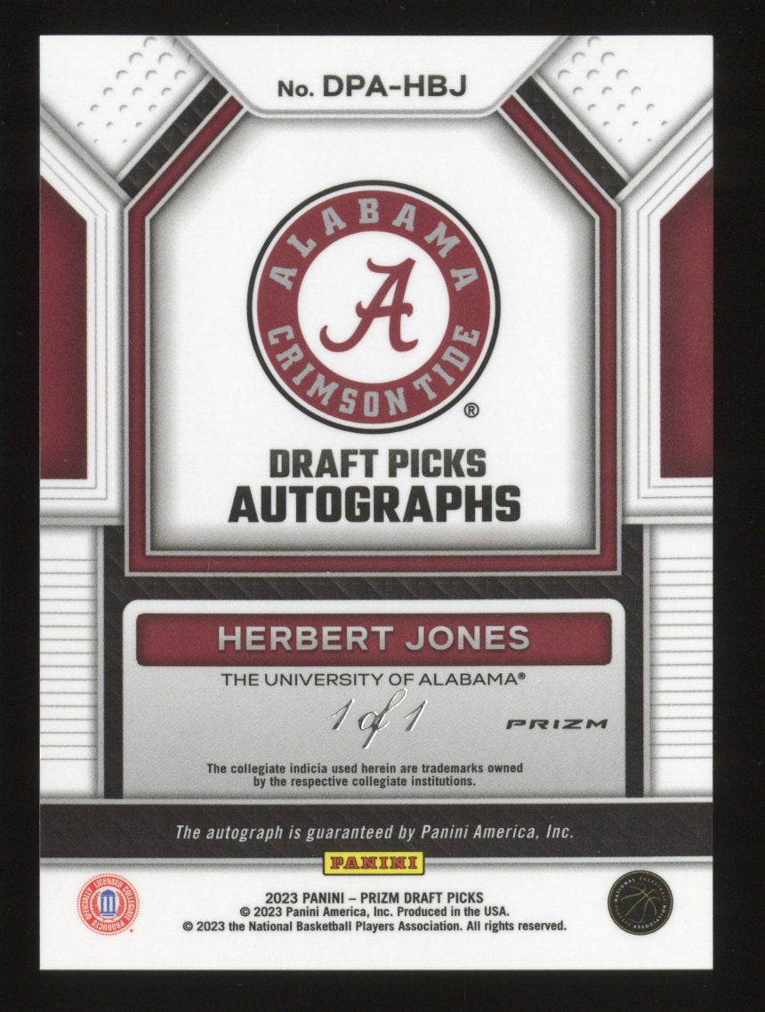 2023 Panini Draft Picks Herbert Jones #DPA-HBJ 1/1 Autographed