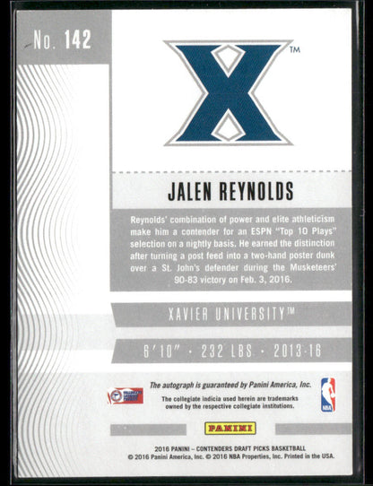 2016 Panini Contenders Draft Picks Jalen Reynolds #142 Autograph