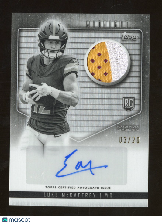 2024 Topps Midnight Luke McCaffrey #RJA-LM Equinox Auto Relic 03/20 RC