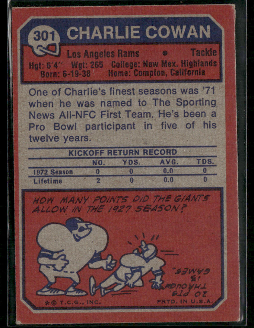 1973 Topps Charlie Cowan #301