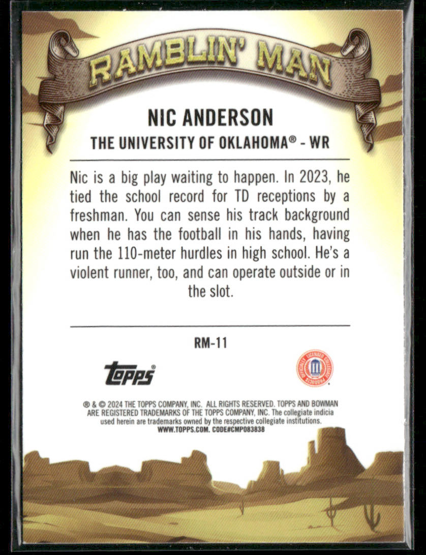 2024 Bowman Chrome University Nic Anderson #RM-11